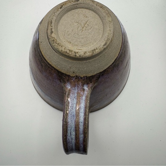 Pottery Bowl w/Handle and Pouring Spout PurpleBlue Glaze Art Ceramic Handmade - Picture 4 of 9